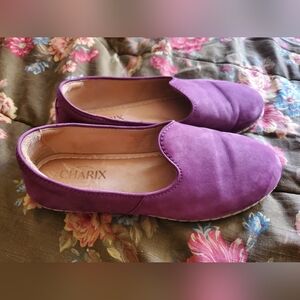CHARIX Women's Purple Suede Loafers
